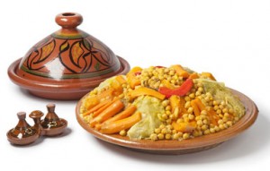 Plat à couscous marocain vernis en terre cuite